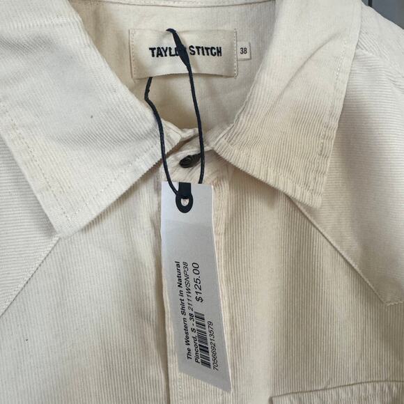 Taylor Stitch The Western Pincord Natural Long Sleeve Shirt 38 NEW Pearl Snap - Picture 6 of 7